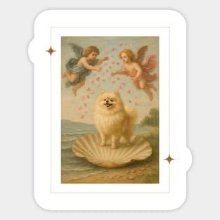 Pomeranian Birth of Venus - Fluffy Pastel Dog Art Sticker